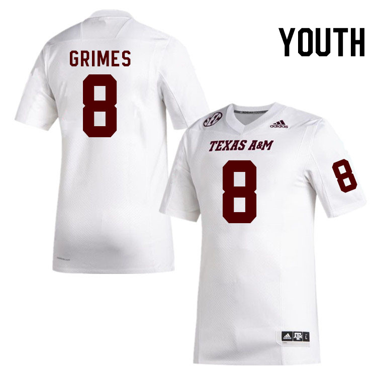 Youth #8 Tony Grimes Texas A&M Aggies College Football Jerseys Stitched Sale-White
